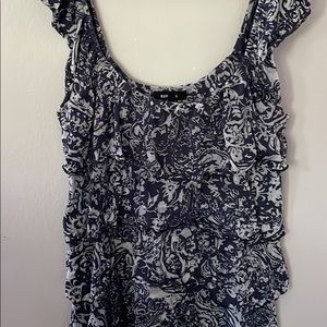 Blue and white flower pattern top S